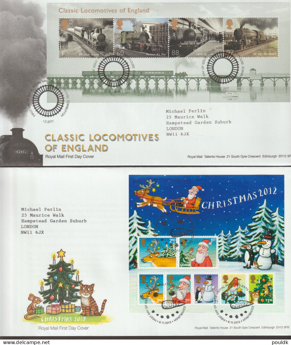 United Kingdom: 10 FDC With Souvenir Sheets Or Booklet Panes. Postal Weight Approx 200 Gramms (002-79) - Collections (sans Albums)