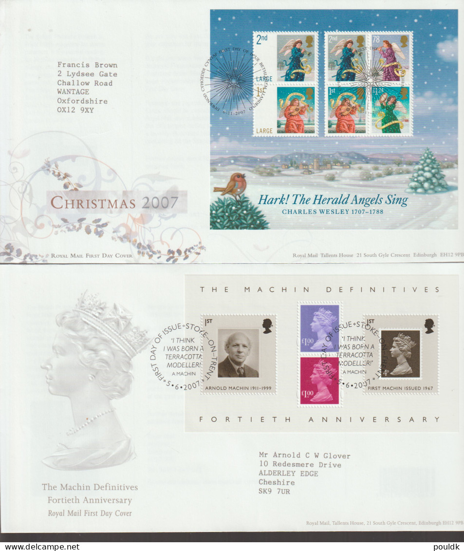 United Kingdom: 10 FDC With Souvenir Sheets Or Booklet Panes. Postal Weight Approx 200 Gramms (002-80) - Collections (sans Albums)