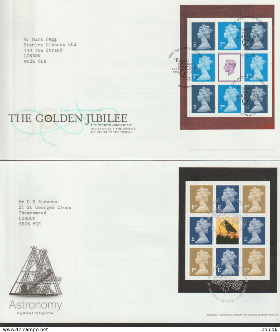 United Kingdom: 10 FDC With Souvenir Sheets Or Booklet Panes. Postal Weight Approx 200 Gramms (002-80) - Collections (sans Albums)