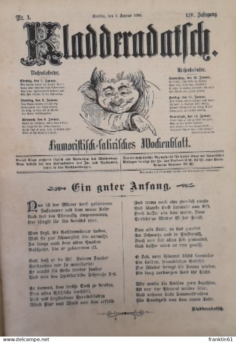 Kladderadatsch. Humoristisch-satyrisches Wochenblatt. 54. Jahrgang.1901. Hefte 1-26. - Autres & Non Classés