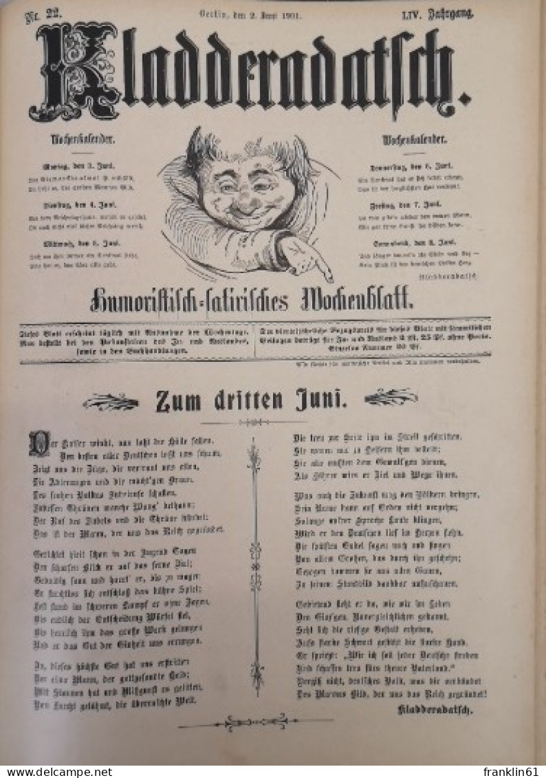 Kladderadatsch. Humoristisch-satyrisches Wochenblatt. 54. Jahrgang.1901. Hefte 1-26. - Andere & Zonder Classificatie