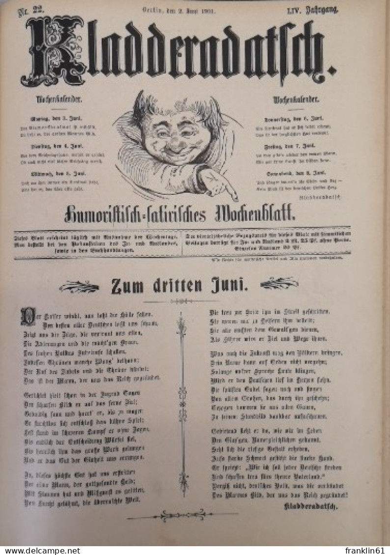 Kladderadatsch. Humoristisch-satyrisches Wochenblatt. 54. Jahrgang.1901. Hefte 1-26. - Autres & Non Classés