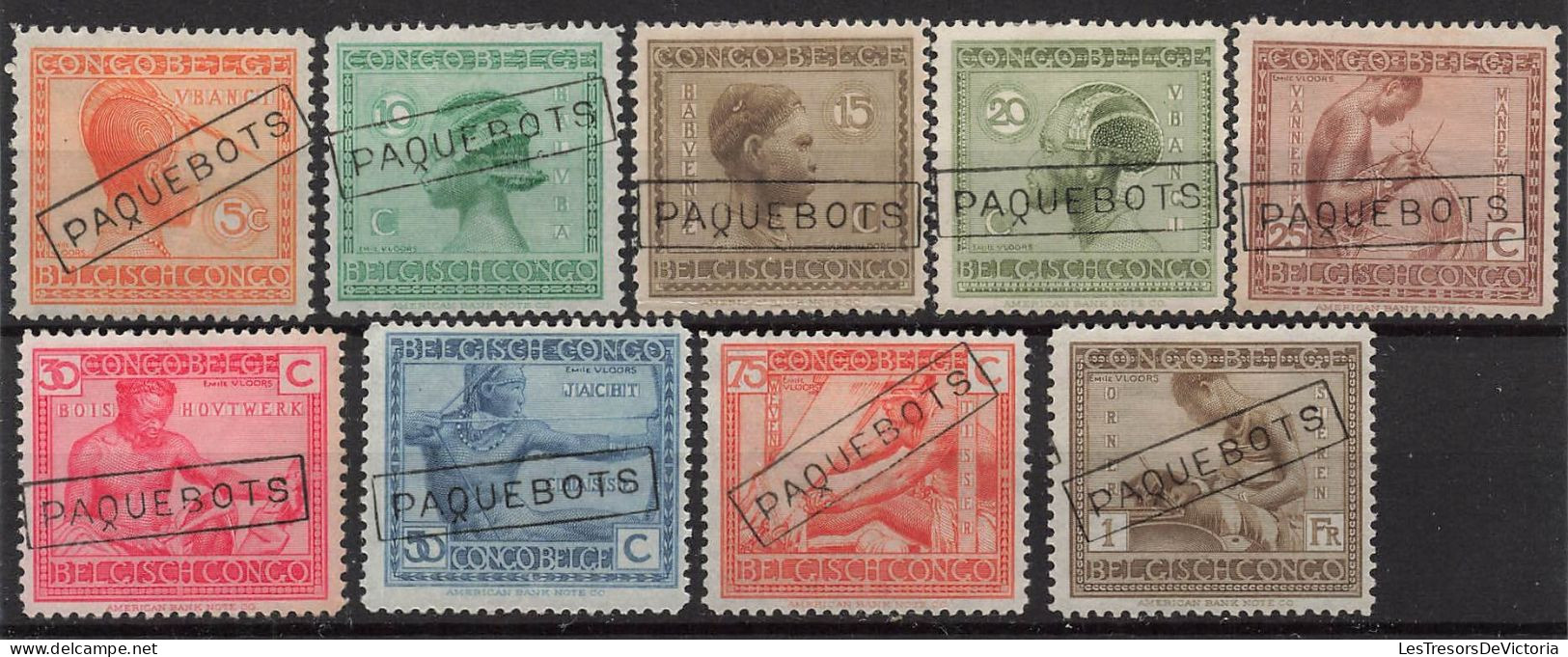 Timbres - Congo Belge - 1923 - COB 106/17 - Annulé Griffe - Ancadré Paquebot - Unused Stamps