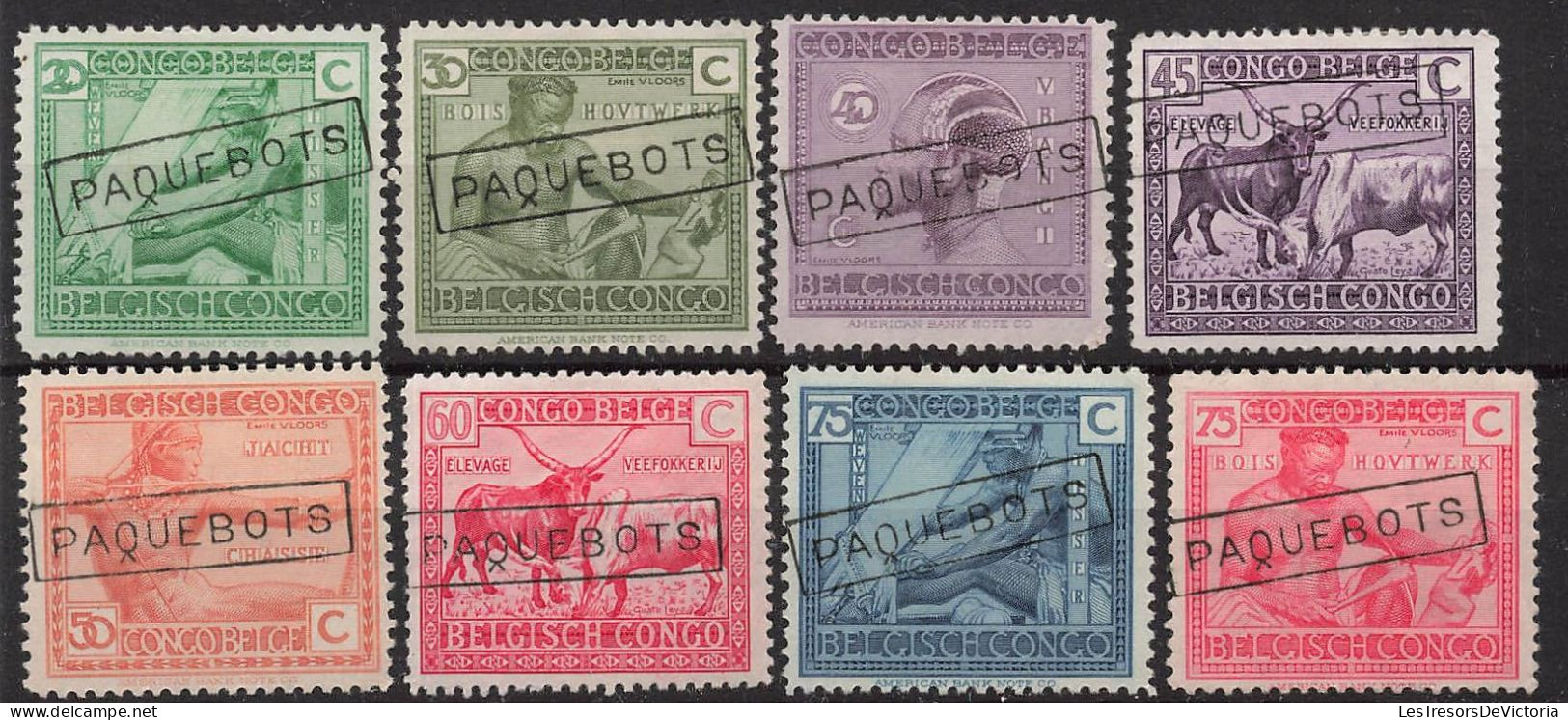 Timbres - Congo Belge - 1925 - COB 118-119-121-122-123-124-125-126-127-128-Annulé Griffe Encadré Paquebots - Neufs