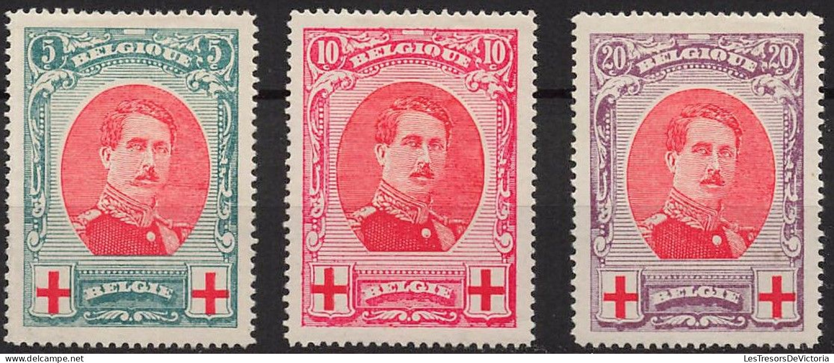 Timbres - Belgique - COB 132/34* - Croix Rouge - Cote 100 - 1915-1920 Albert I