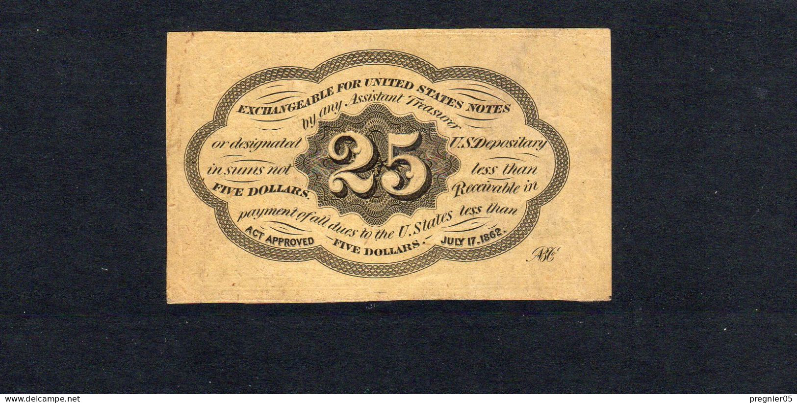 USA - Billet 25 Cents "Postage Currency" - 1re émission 1862 SUP/XF P.99 - 1862 : 1. Ausgabe