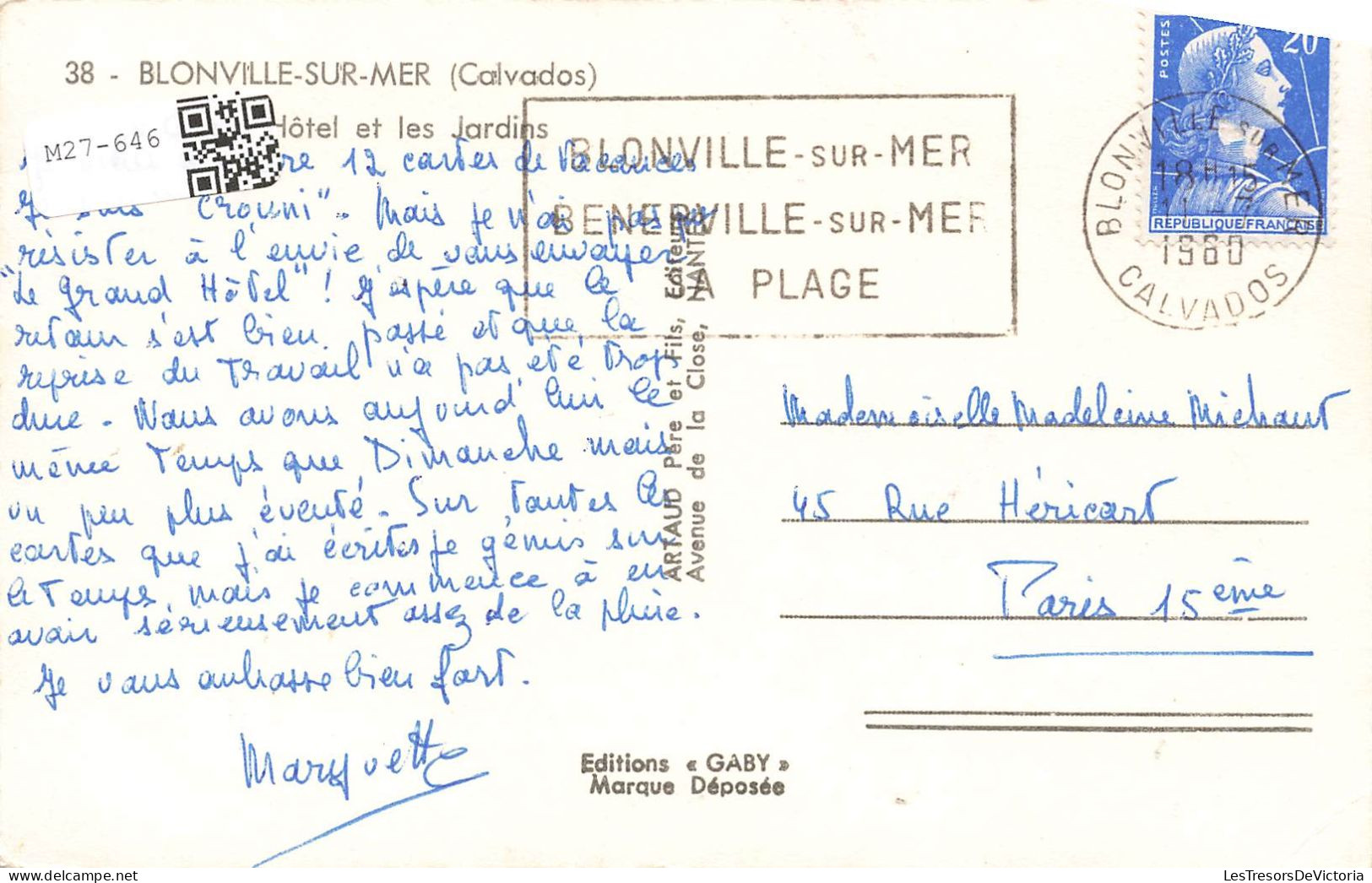 FRANCE - Blonville Sur Mer - Hôtel Et Les Jardins - Façade Principale - Carte Postale - Andere & Zonder Classificatie