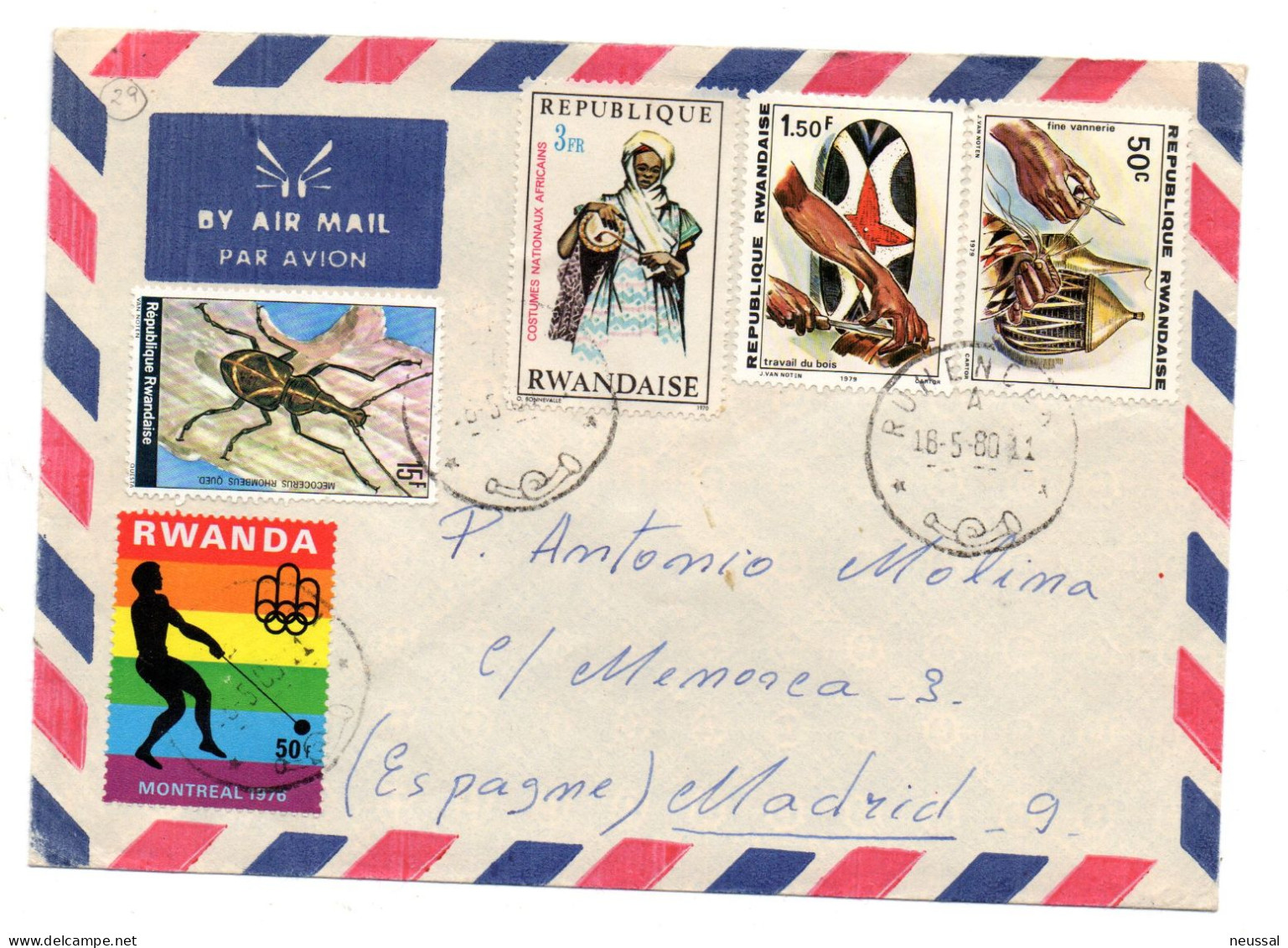 Carta Con Matasellos De 1980 Rwanda - Covers & Documents