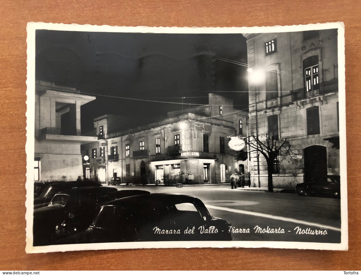 MAZARA DEL VALLO ( TRAPANI ) PIAZZA MOKARTA NOTTURNO 1957 - Mazara Del Vallo