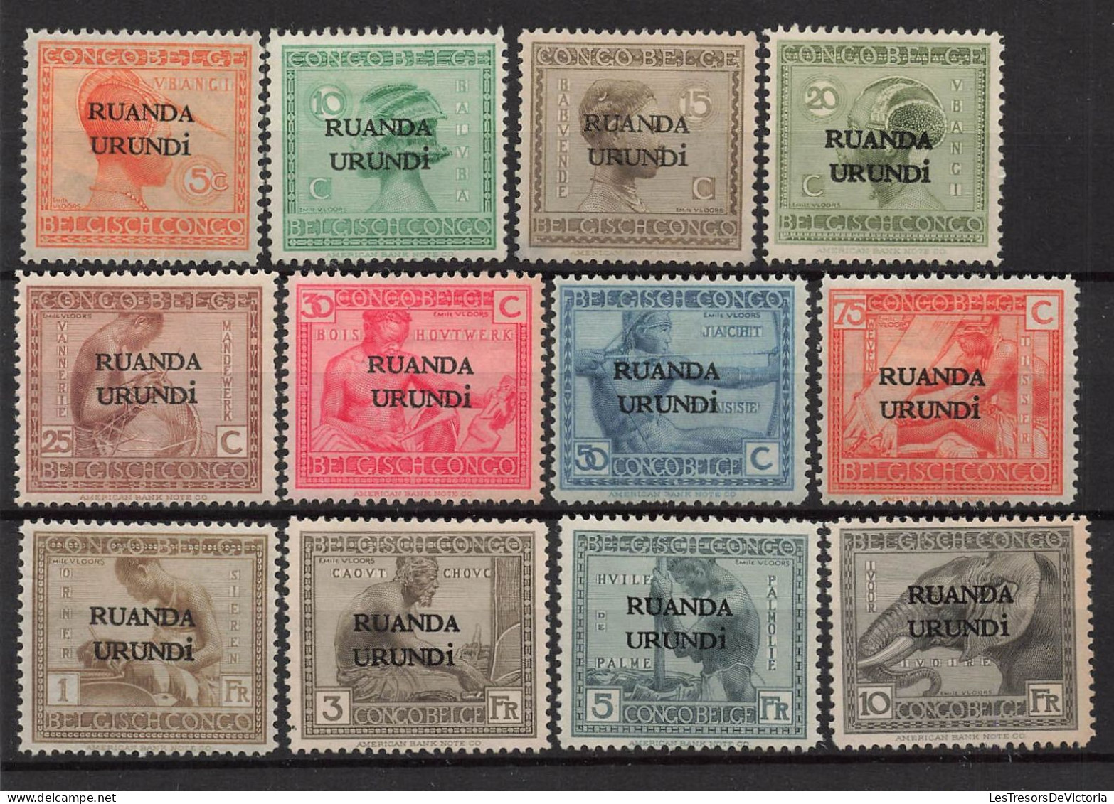 Timbre - Ruanda Urundi - 1924 - COB 50/61* - Cote 45 - Ungebraucht