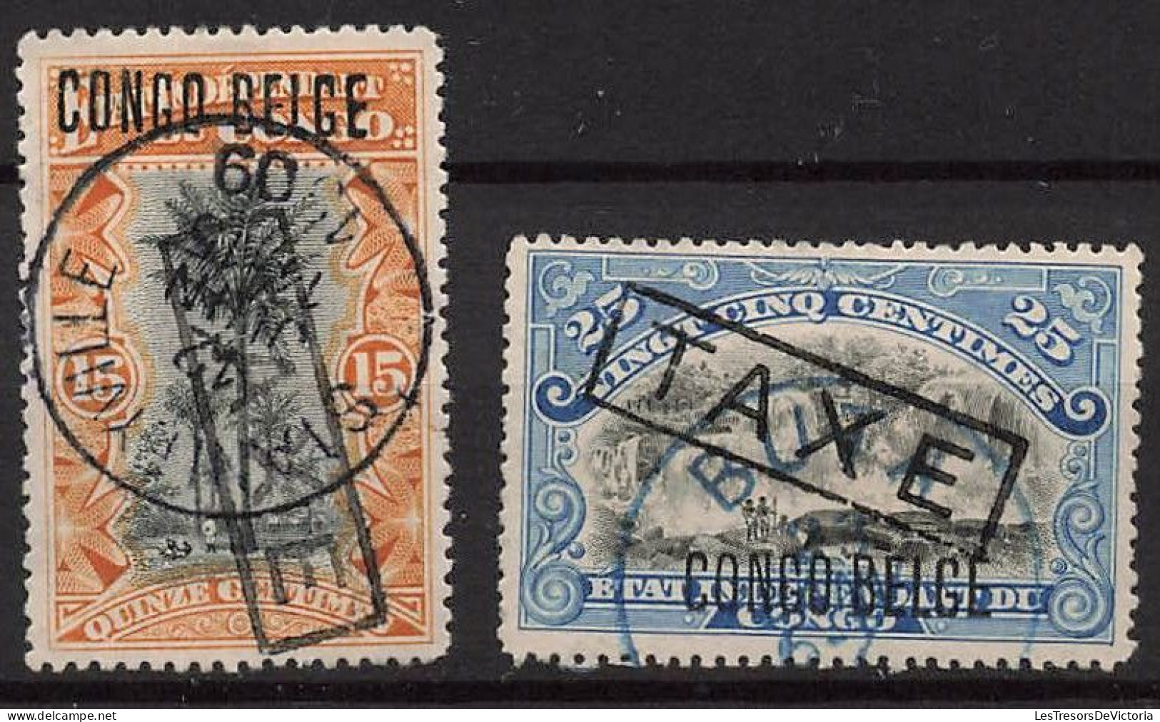 Timbre - Congo Belge - COB TX 19/20 Obl. - Surcharge Typographique - Cote 35 - Altri & Non Classificati