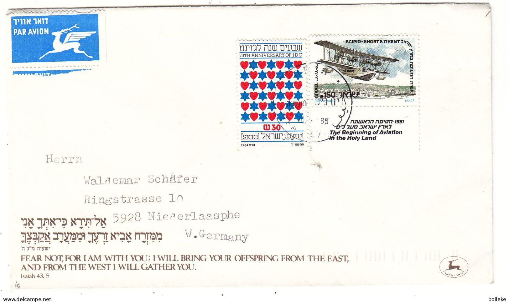 Israël - Lettre De 1985  - Oblit Haifa - Avions - - Brieven En Documenten