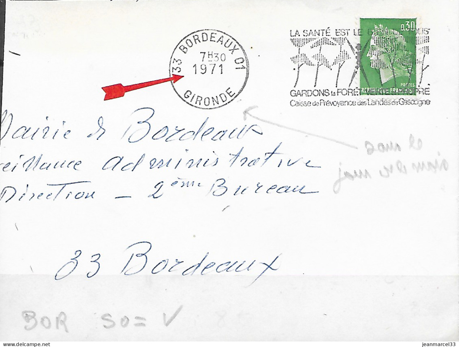 Flamme Secap O= De 33 Bordeaux 01 Du      1971 Sans Le Jour Et Le Mois Dans Le Timbre à Date - Covers & Documents