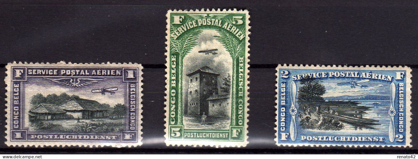 3 TIMBRES NEUF* POSTE AERIENNE CONGO BELGE - Ongebruikt