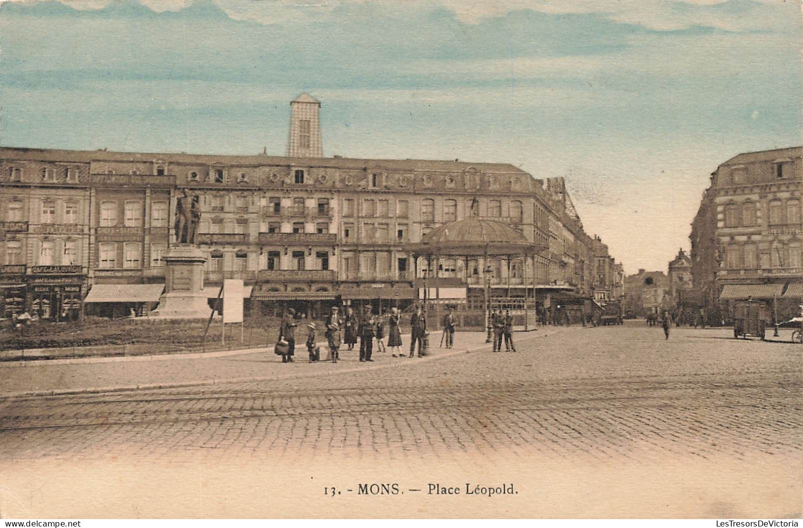 BELGIQUE - Mons - Place Léopold - Animé - Colorisé - Carte Postale Ancienne - Mons