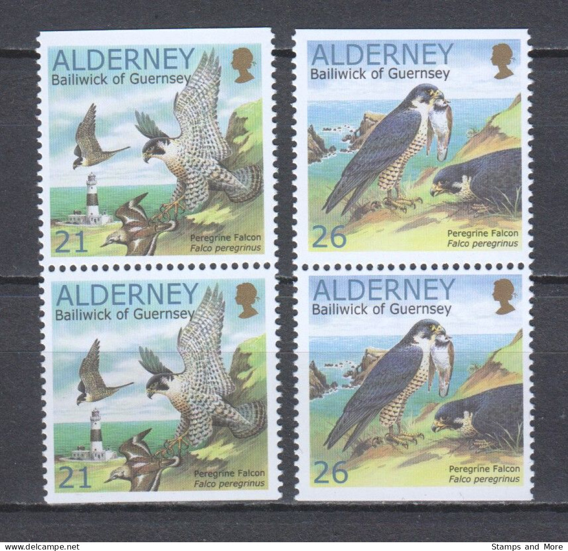 Alderney 2000 Mi 145-146 DL-DR MNH BIRDS OF PREY  - Alderney