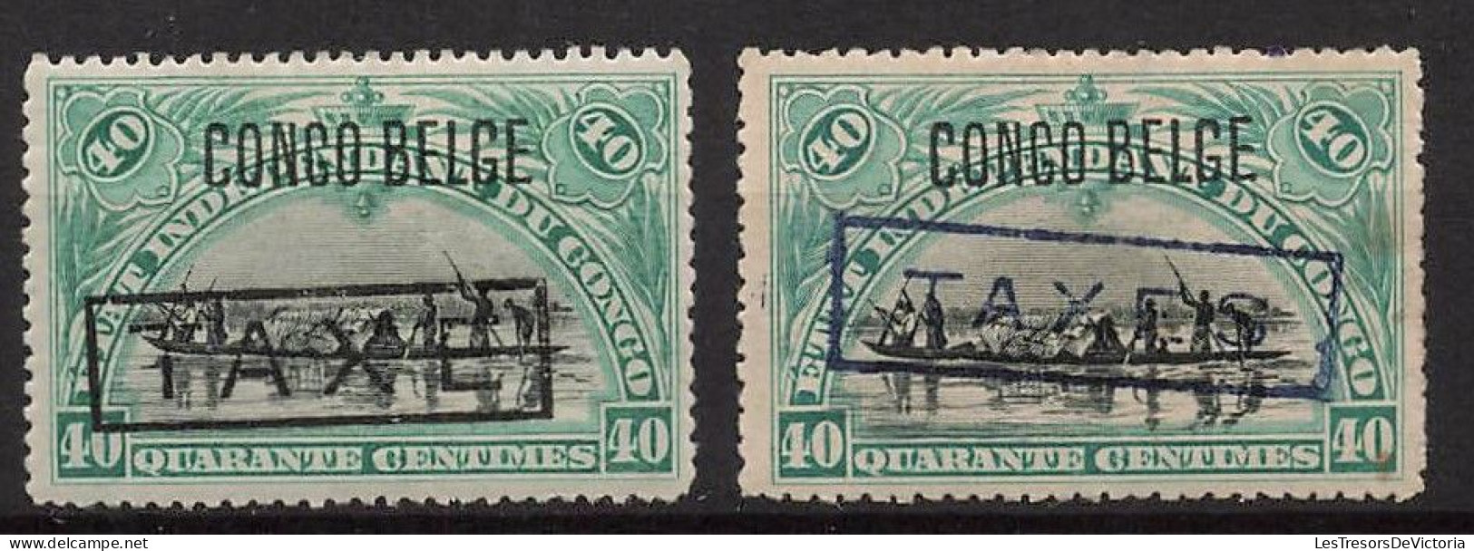 Timbre - Congo Belge - 1909 - COB TX 21*X2 Et 22/3* - Surcharge Typographique - Cote 88 - Ongebruikt