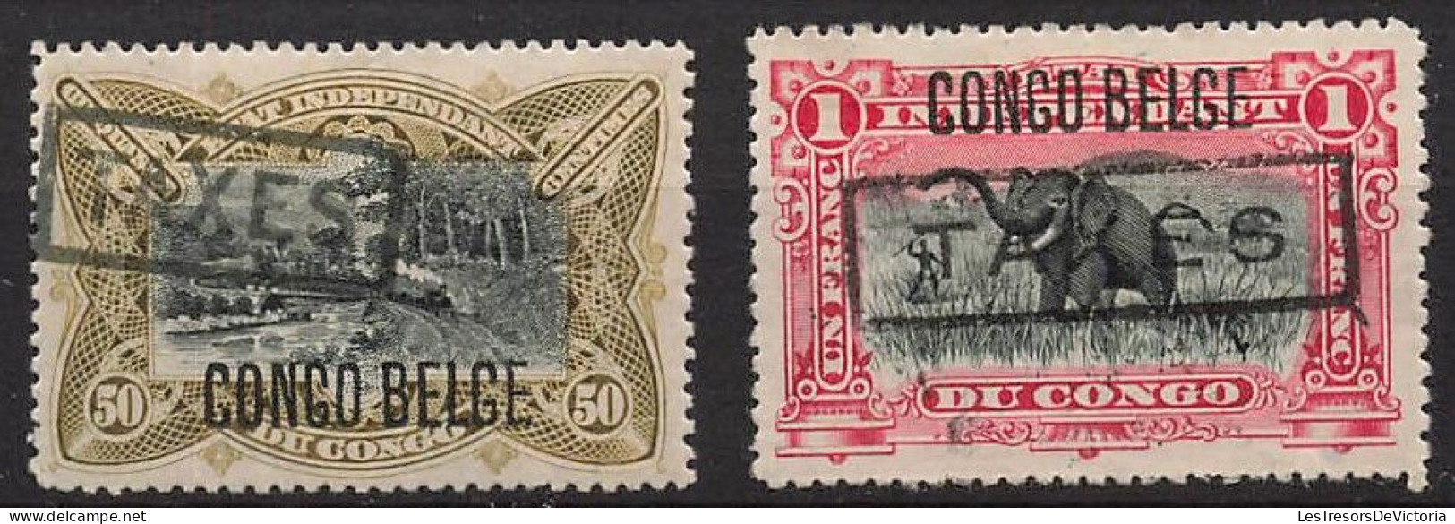 Timbre - Congo Belge - 1909 - COB TX 21*X2 Et 22/3* - Surcharge Typographique - Cote 88 - Nuovi