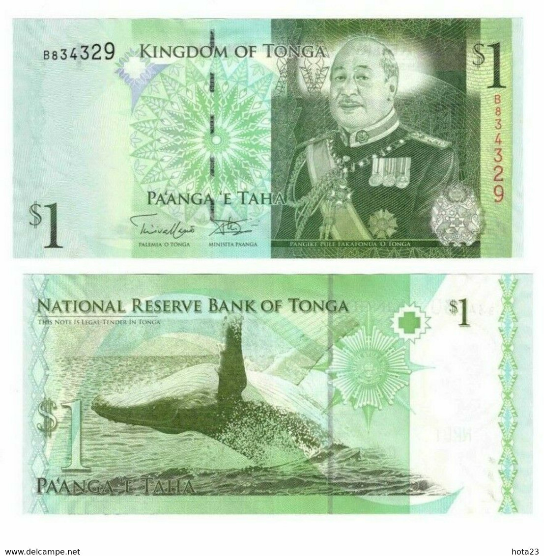 2012 Tonga 1 Paanga P37  Banknote UNC "King Siaosi Tupou " - Tonga