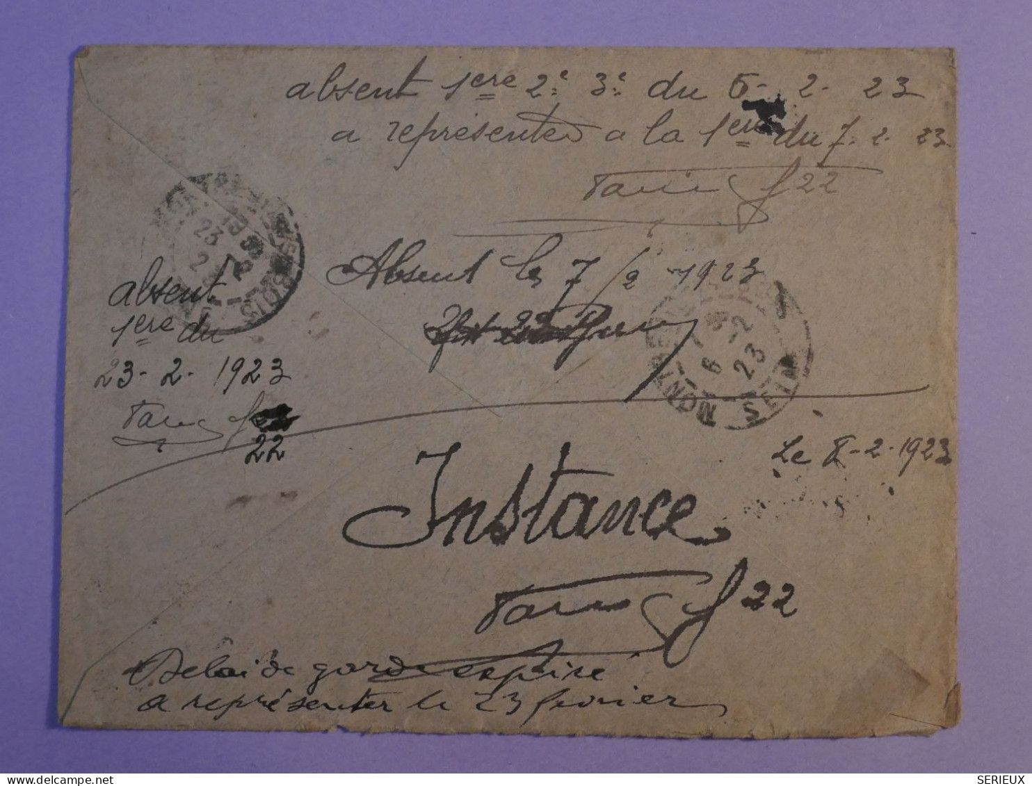 AO 0  FRANCE  BELLE LETTRE  RECO 1923 VINCENNES  A MONTREUIL +RETOUR +AFF. INTERESSANT++ + - Cartas & Documentos