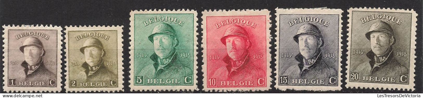 Timbre - Belgique - 1919 - COB165/78* - Série Roi Casqué - Cote 900 - 1919-1920 Albert Met Helm