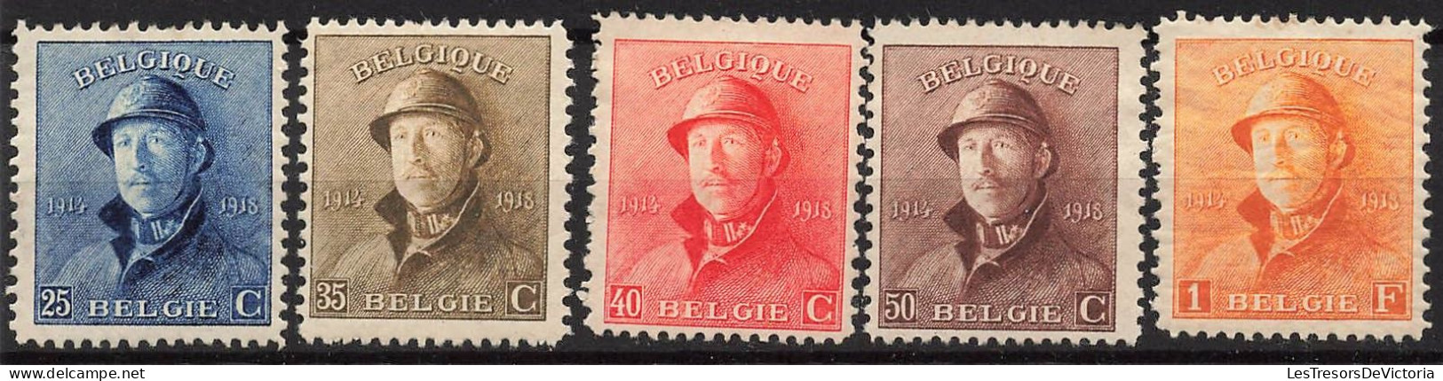 Timbre - Belgique - 1919 - COB165/78* - Série Roi Casqué - Cote 900 - 1919-1920 Roi Casqué