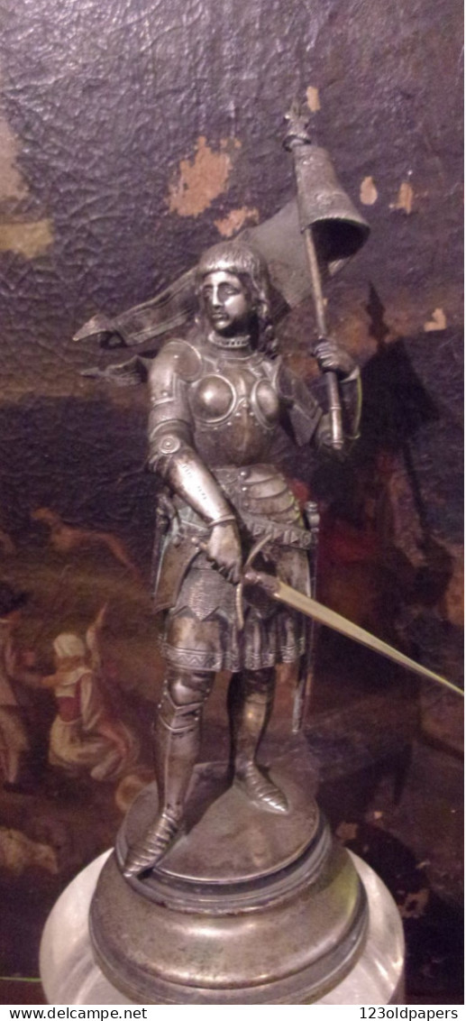 XX EME RARE BRONZE ARGENTE JEANNE D ARC PAR JEAN BAPTISTE GERMAIN 28 CM HT 10 DIAM 1KG300 Poincon ML - Sonstige & Ohne Zuordnung