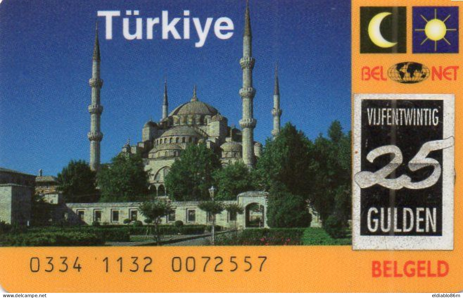 NETHERLANDS - PREPAID - BELNET - TURKIYE - MOSQUE - 25 UNITS ON STICKERS - HIGHLY USED - [3] Sim Cards, Prepaid & Refills