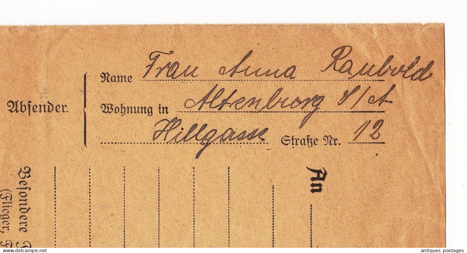 WW1 Feldpostbrief 1915 Altenburg Deutschland Reservist Infanterie Regiment 107 Feldpost Military Mail - Feldpost (postage Free)