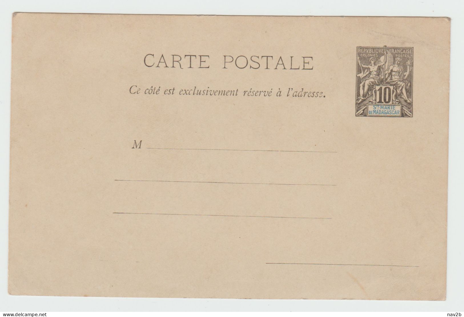 Entier Carte Postale 10 Cts Noir Sur Vert . Neuve . - Brieven En Documenten