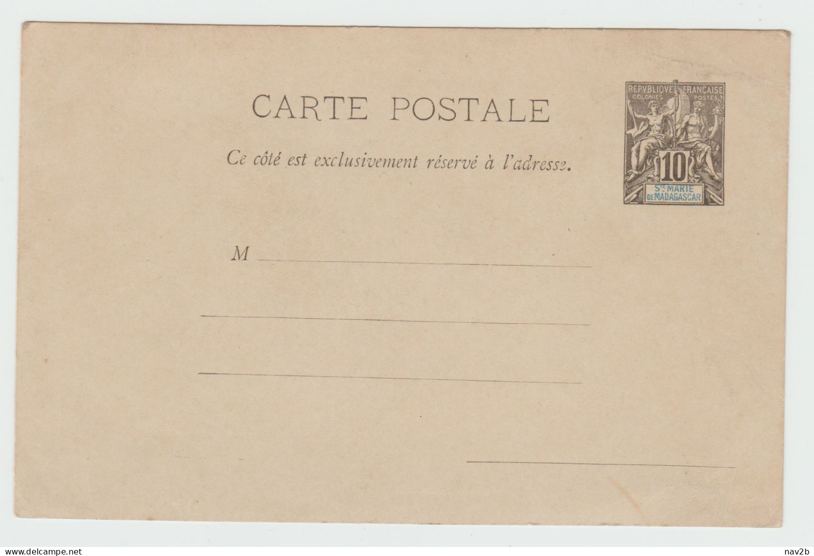 Entier Carte Postale 10 Cts Noir Sur Vert . Neuve . - Storia Postale