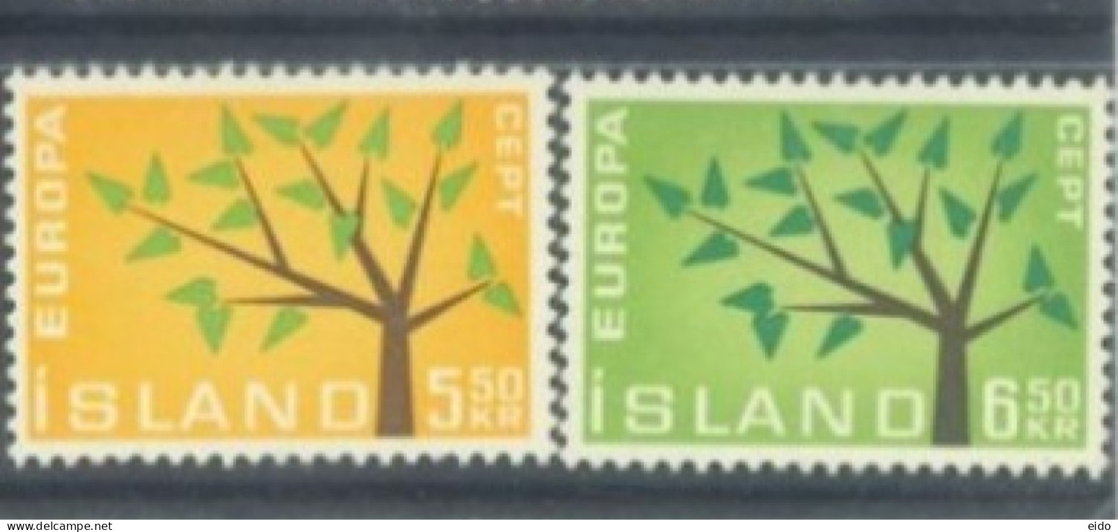 ISLAND -  1962, EUROPA STAMPS COMPLETE SET OF 2,  UMM (**). - Unused Stamps