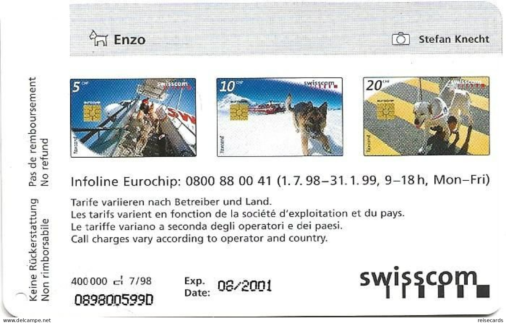 Switzerland: Swisscom CP39 Blindenhund Enzo 08.01. Mint - Suisse