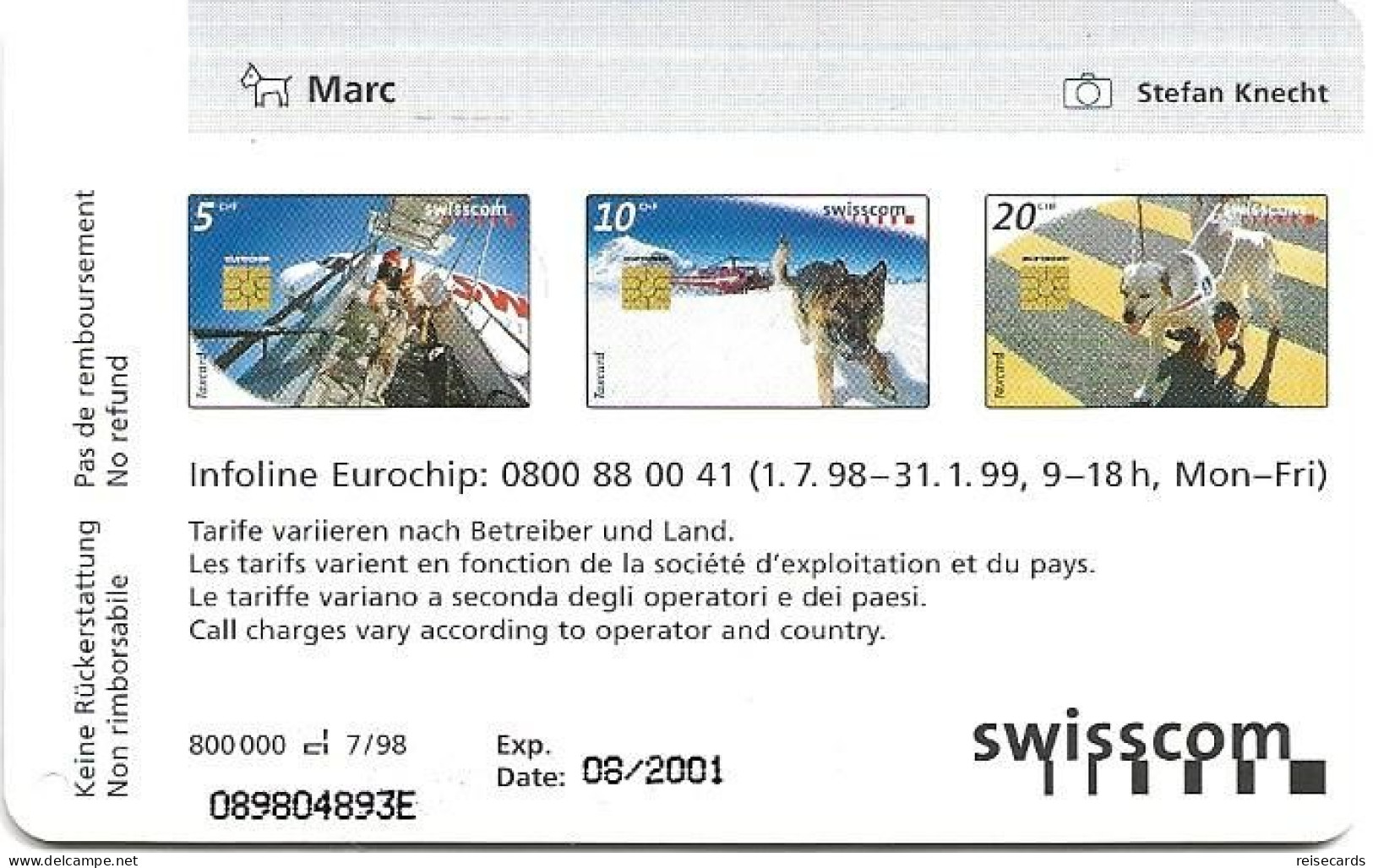 Switzerland: Swisscom CP38 Lawinenhund Marc 08.01. Mint - Suisse