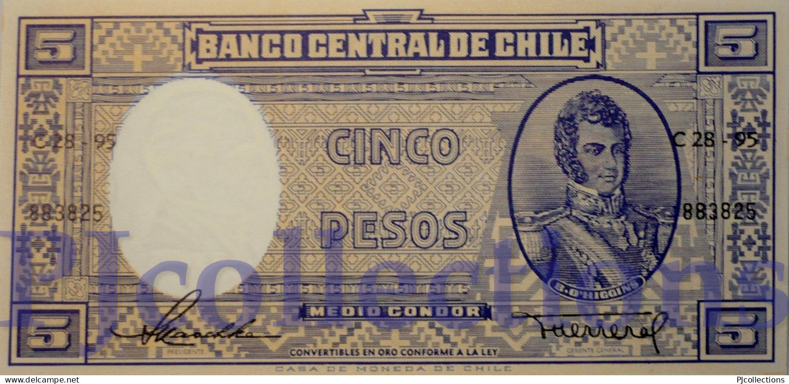 CHILE 5 PESOS 1947/58 PICK 110 UNC - Chile