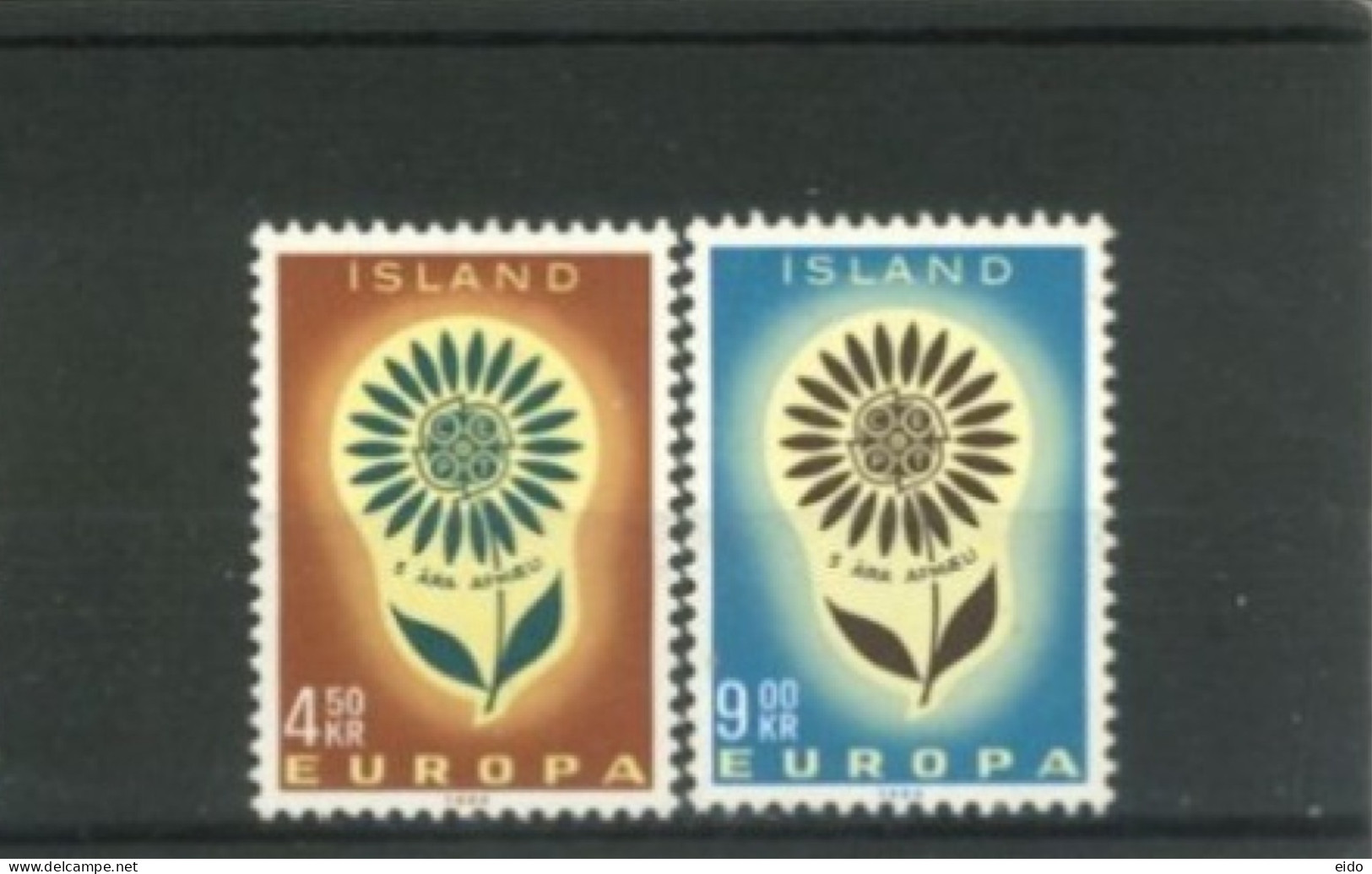 ISLAND -  1964, EUROPA STAMPS COMPLETE SET OF 2,  UMM (**). - Unused Stamps
