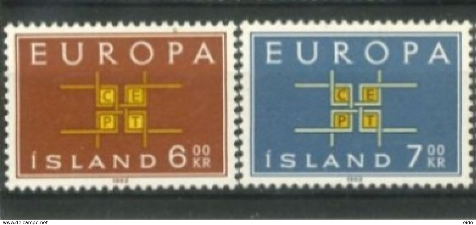 ISLAND -  1963, EUROPA STAMPS COMPLETE SET OF 2,  UMM (**). - Unused Stamps