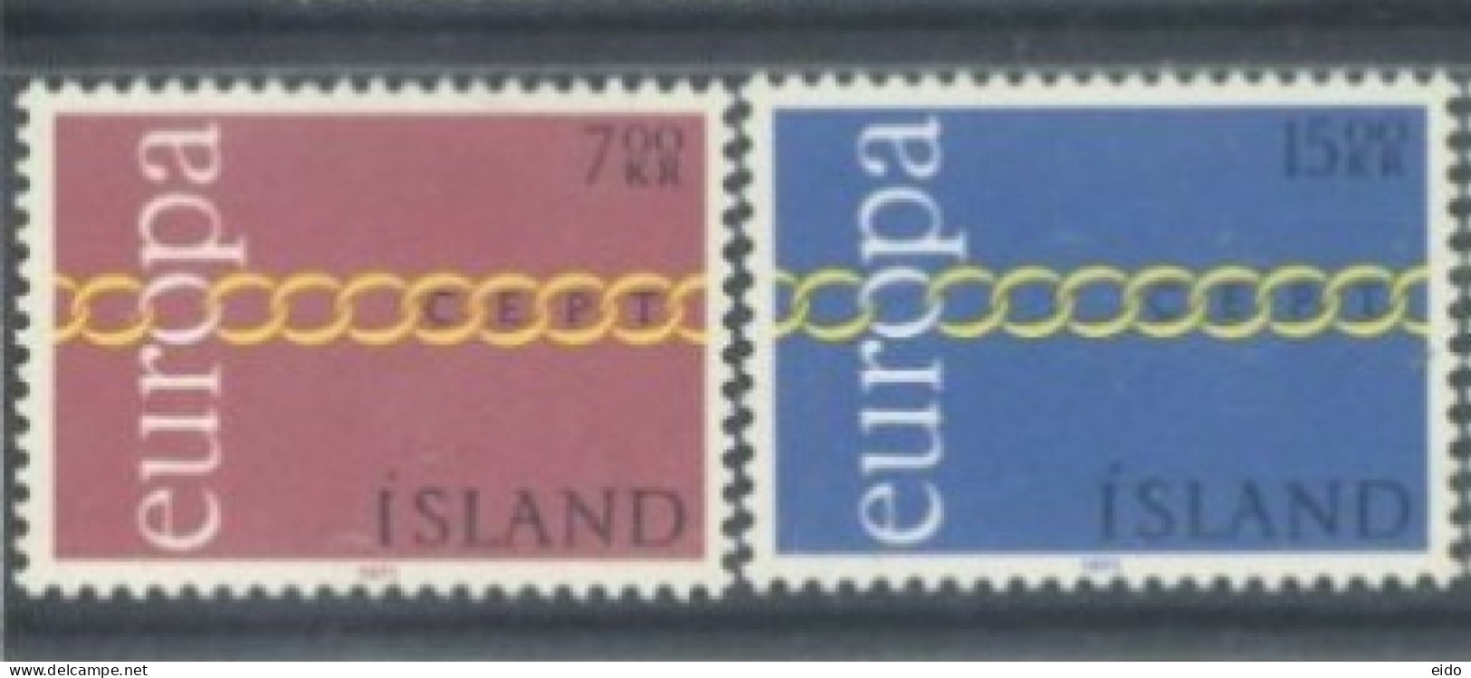 ISLAND -  1971, EUROPA STAMPS COMPLETE SET OF 2,  UMM (**). - Neufs