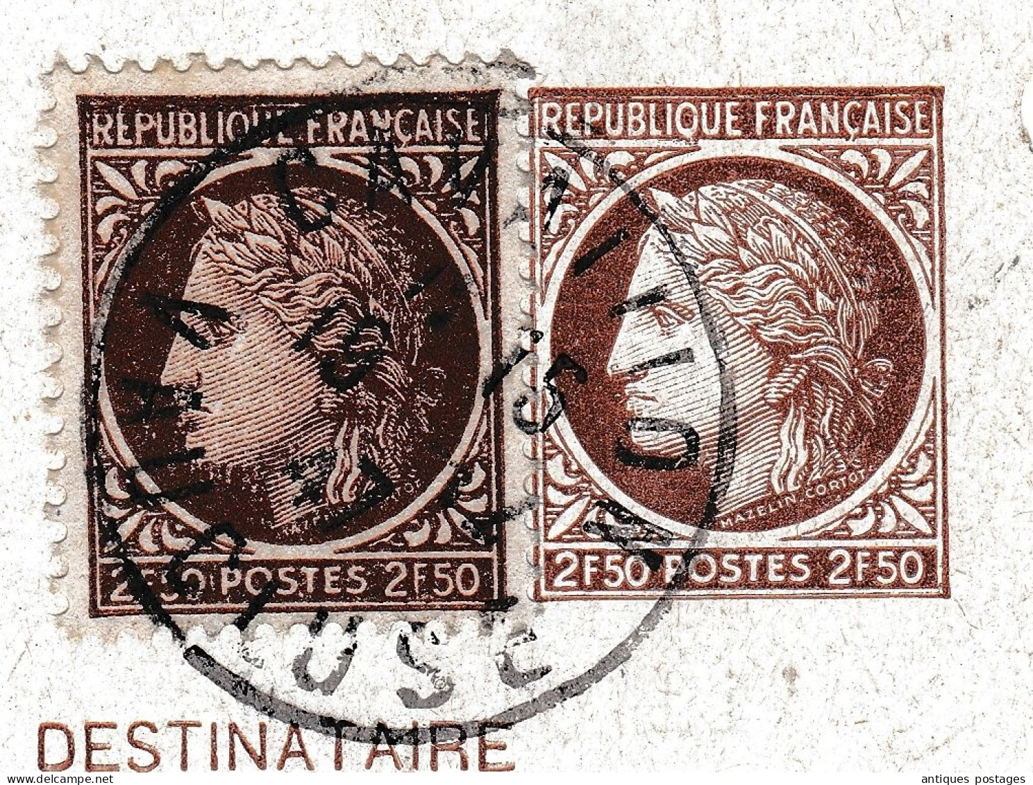 Entier Postal 1947 Cérès De Mazelin Cavaillon Vaucluse Tourcoing Moulin Fils & Cie Tissus - 1945-47 Ceres (Mazelin)