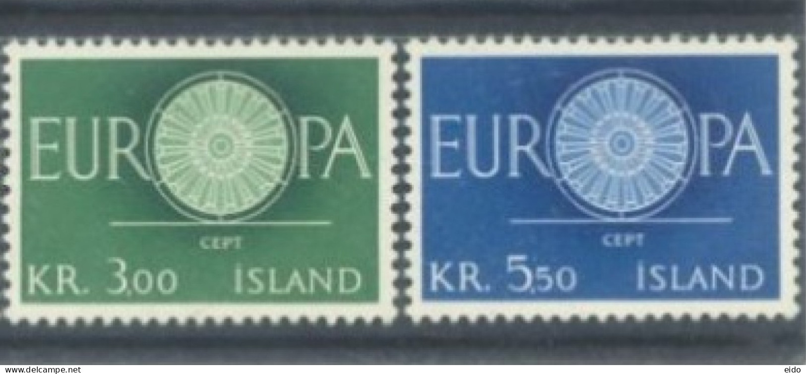 ISLAND -  1960, EUROPA STAMPS COMPLETE SET OF 2,  UMM (**). - Neufs