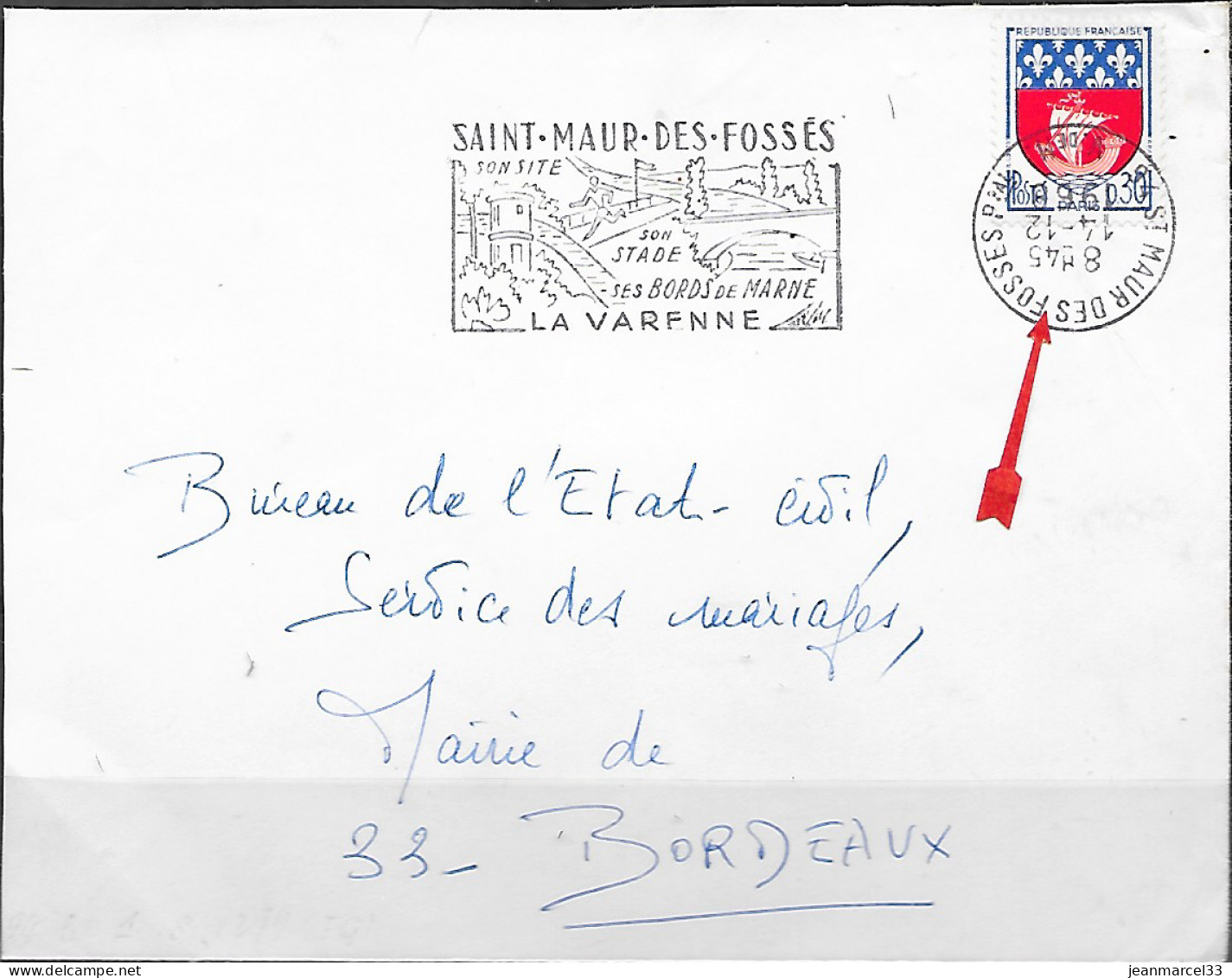 Flamme Secap  =o De 94 St Maure Des Fossés 14-12 1968 Timbre à Date Renversé Donnant Un Tête Bêche - Cartas & Documentos