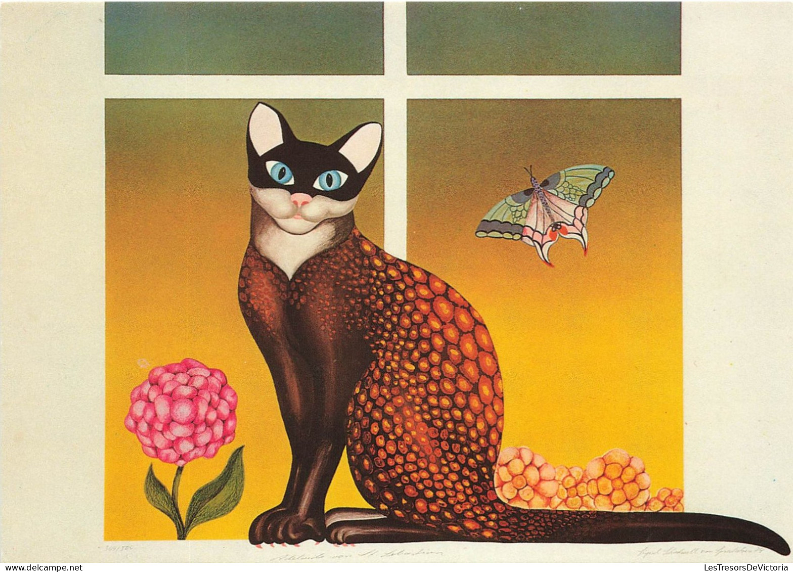 ANIMAUX ET FAUNES - Un Chat Aux Yeux Bleus Devant La Fenêtre - Colorisé - Carte Postale Ancienne - Katten
