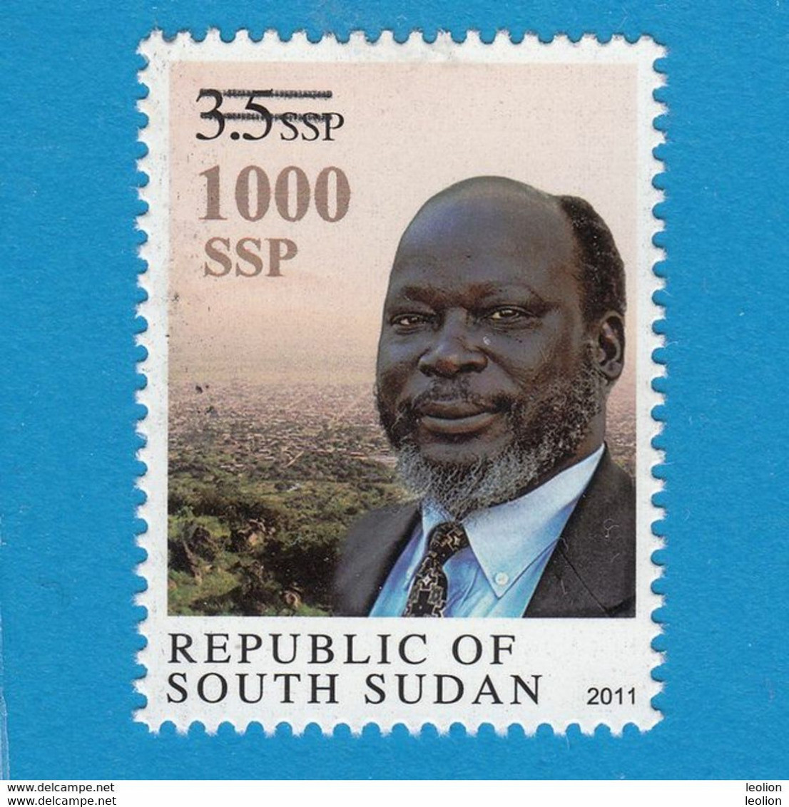 SOUTH SUDAN Surcharged Overprint On 3.5 SSP Dr John Garang Stamp Of The 1st Set SOUDAN Du Sud Südsudan - Sudan Del Sud