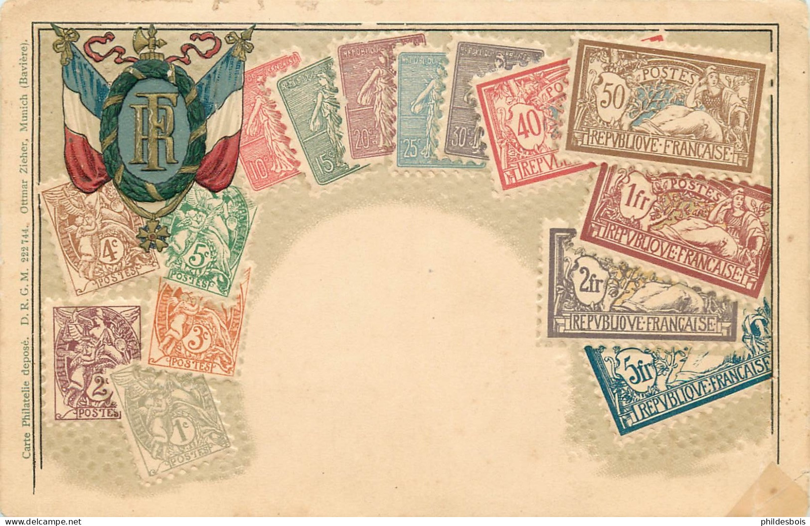 CARTE Représentation Timbres De Françe - Stamps (pictures)