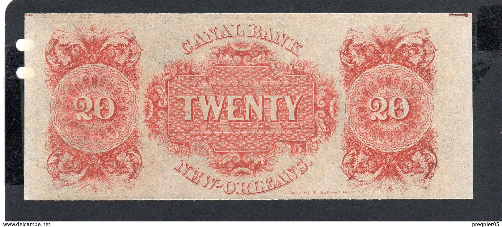 USA - Billet 20 Dollar New Orleans Canal & Banking Company 1848/95  PNEUF/AUNC - Otros & Sin Clasificación