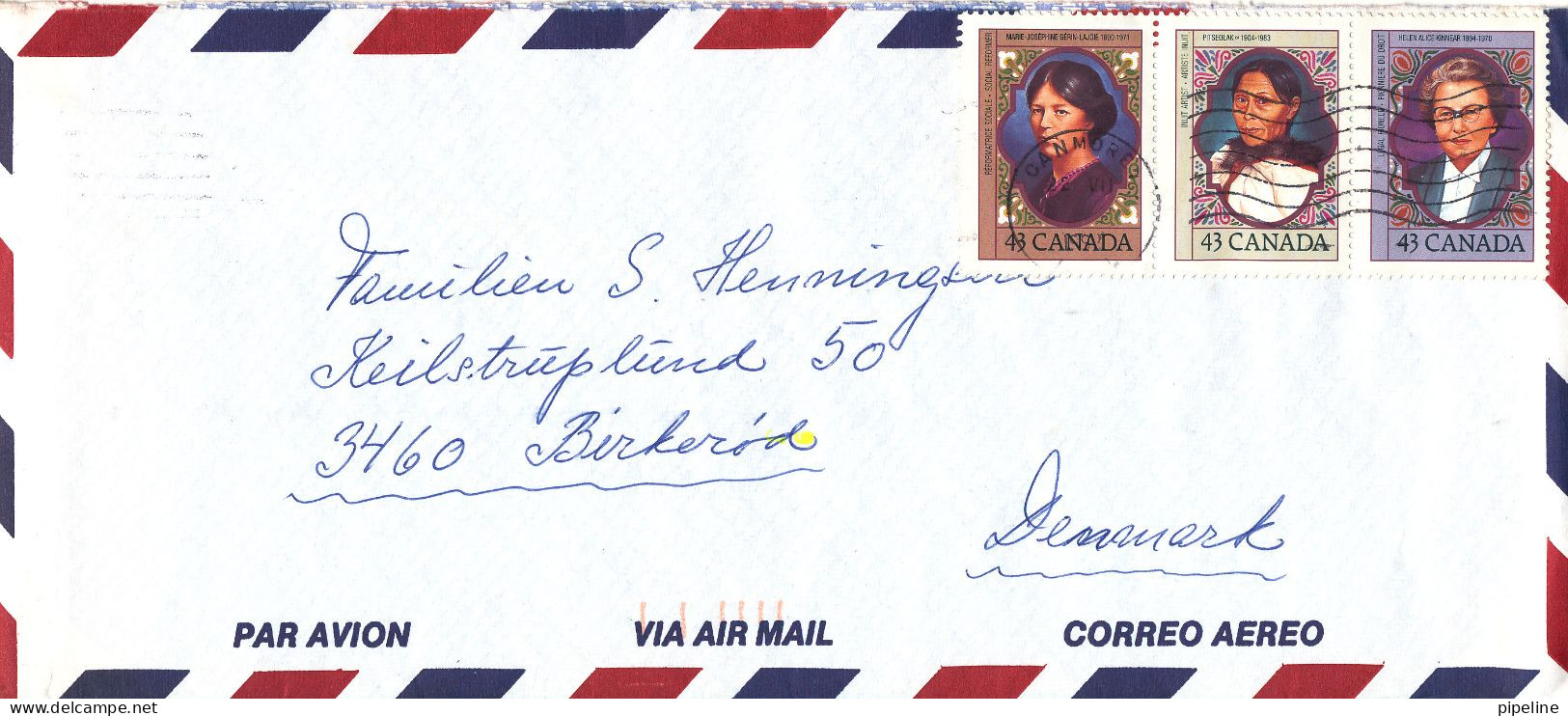 Canada Air Mail Cover Sent To Denmark 22-7-1994 ?? Topic Stamps - Aéreo