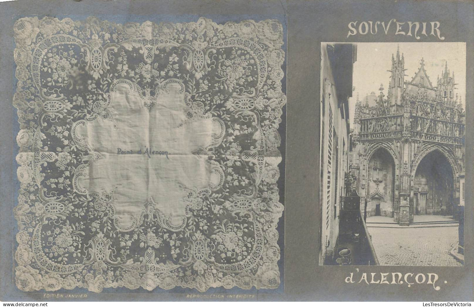 FRANCE -  Alençon - Souvenir D'Alençon - Bonnet En Point D'Alençon - Dentelle - Carte Postale Ancienne - Alencon