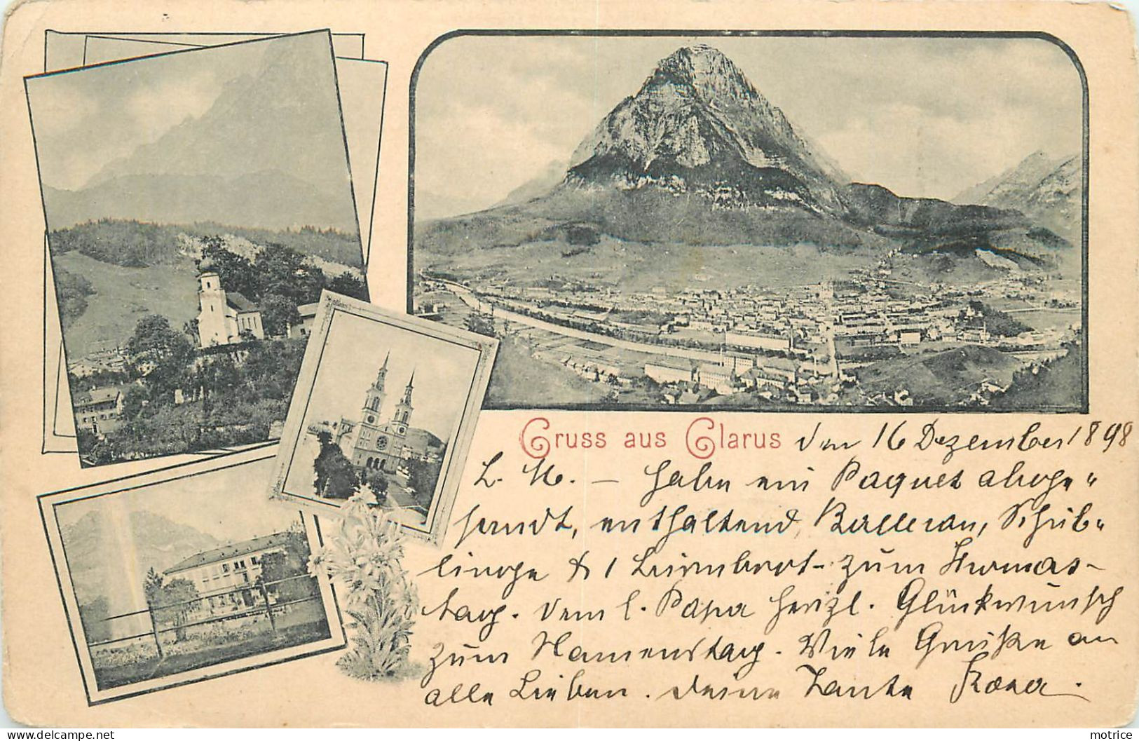 GRUSS AUS GLARUS - Carte Multi-vues Datée De 1898. - Autres & Non Classés