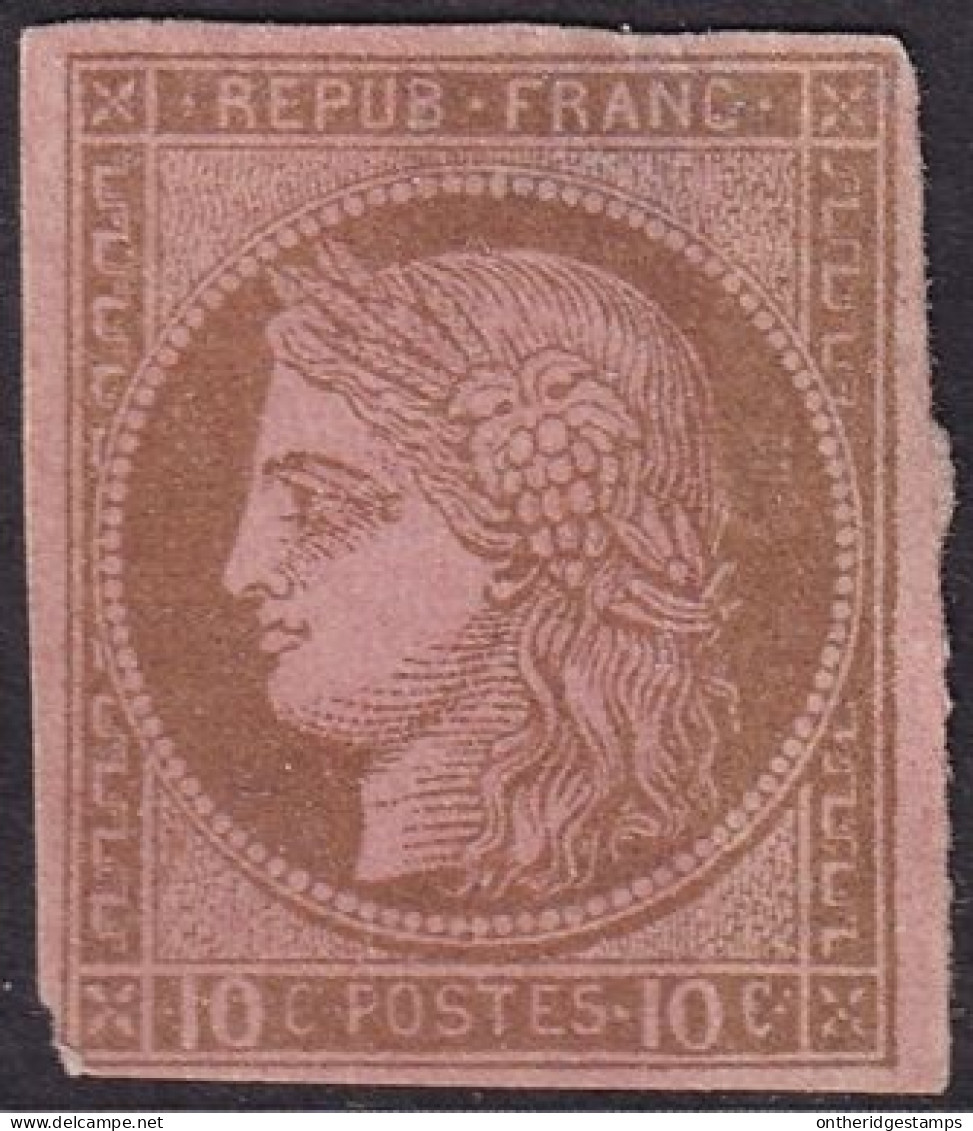 French Colonies 1876 Sc 20 Yt 18 MNG(*) Large Top Thin Damaged Corner - Ceres