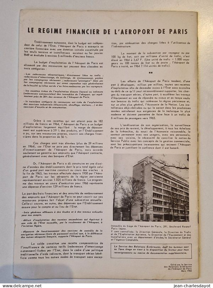 Brochure Présentation De L'AEROPORT D'ORLY 1966 - Articles De Papeterie